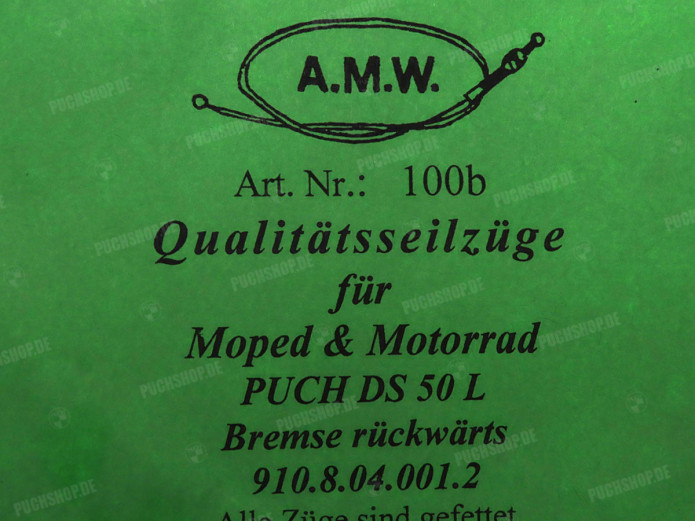 Bowdenzug Puch DS50 L Bremszug hinten A.M.W. 